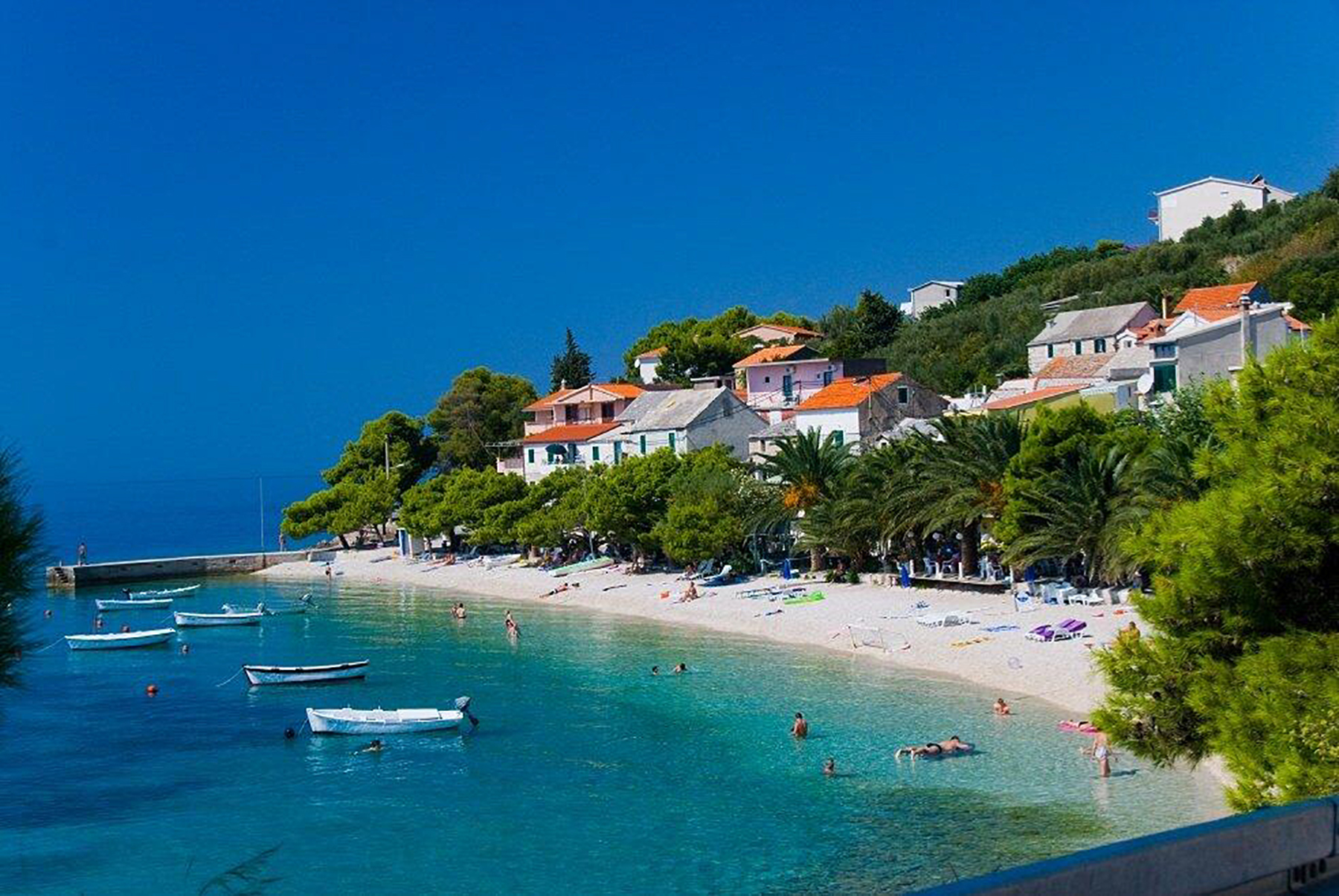 Bratuš beach and village view